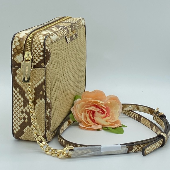 MICHAEL KORS STRAW PYTHON CAPSULE JSI LG EW XBODY - Picture 4 of 15